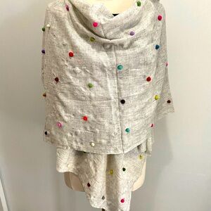 100% cashmere Pom Pom shawl